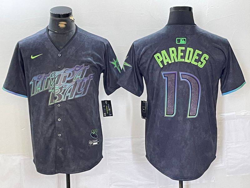 Men Tampa Bay Rays #17 Paredes Black City Edition Nike 2024 MLB Jersey style 1